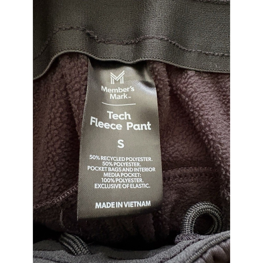 Members Mark Tech Fleece Pants Mens Small Black Zipper Pockets Tapered Active - Picture 5 of 5